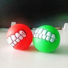 3pcs Dog Chew Toys With Teeth Patterns, Durable & Squeaky Dog Chew Balls, Dog Chewing Toys, No Battery Required - Multicolor - View 1