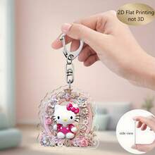2D立体Hello Kitty字母钥匙扣，三丽鸥亚克力Hello Kitty卡通钥匙圈，可爱包包挂饰，26个字母吊坠，汽车钥匙链，生日礼物，斋月礼物，情人节礼物，粉色钥匙扣，包包配饰