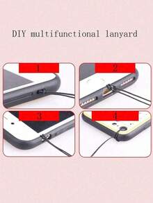 1Pc Black Minimalist Bowknot Handmade Beaded Bracelet Phone Lanyard: Compatible With Phone Case/Bag/Headphone/Camera, Perfect Length