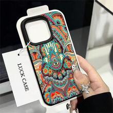 1pcs Bohemian Mandala Hamsa Hand Phone Case Suitable For Apple Phone 11 12 13 Pro Xs Max XS X 14 15 16 Plus 17ProMax Silicone Shock Proof Vintage Funky Fashion Exquisite Can Be Given To Friends You Can Give It To Yourself - 黑色 - 查看 4
