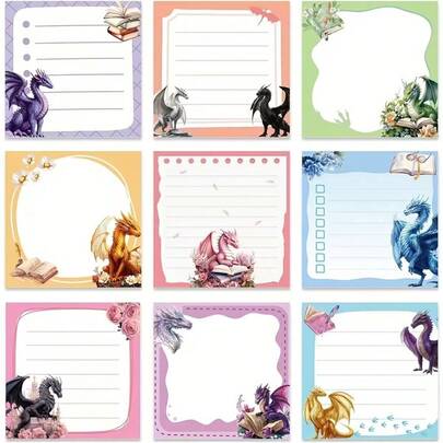 3/6pcs Fantasy Dragon World Creative Memo Pads Random 1 Book/50 Sheets, Western Dragon Themed Magic Style Sticky Notes, Planner Decorative Memo Pads