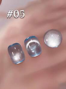 12毫升透明粉蓝色红色金色玻璃珠猫眼凝胶指甲油，具有美白功效，用途广泛，适用于美甲沙龙、家庭DIY、新年美甲。 - 彩色 - 查看 16