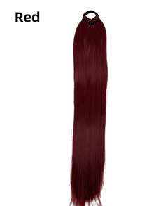 逼真直发马尾假发，长款蓬松假发，适合日常佩戴、派对、约会、角色扮演。发圈、马尾发绳、发圈、橡皮筋、发绳、弹性发圈、发饰、头饰 - 彩色 - 查看 20