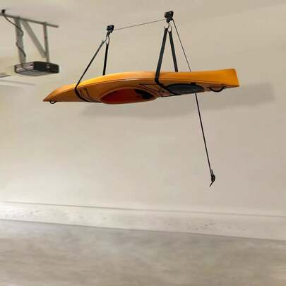 Heavy Duty Kayak Hoist Bike Lift Pulley System Ceiling Hook Garage Storage Rack For Max 125 Lbs/57kg Kayak Canoe