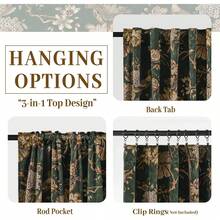 StangH Green Floral Curtains 84 Inches Long,Printed Bird Peacock Velvet Drapes With Elegant Vintage Design For Living Room Farmhouse,W52xL84,2 Panels - 彩色 - 查看 12