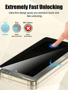 3pcs Anti-Spy Tempered Glass Screen Protector, Privacy Protection Film Compatible With Samsung S20 FE/A14/A15/A25/A35/A34/A54/A05s/A55/A07/A17 Series - Black - View 3