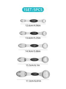 9pcs, Stainless Steel Measuring Cup And Spoon Set, Heavy-Duty Measuring Scoop, Double-Sided Magnetic Measuring Spoons, Used For Tea, Coffee, Dry And Liquid Ingredients, Baking Tools, Kitchen Stuff - - - View 12