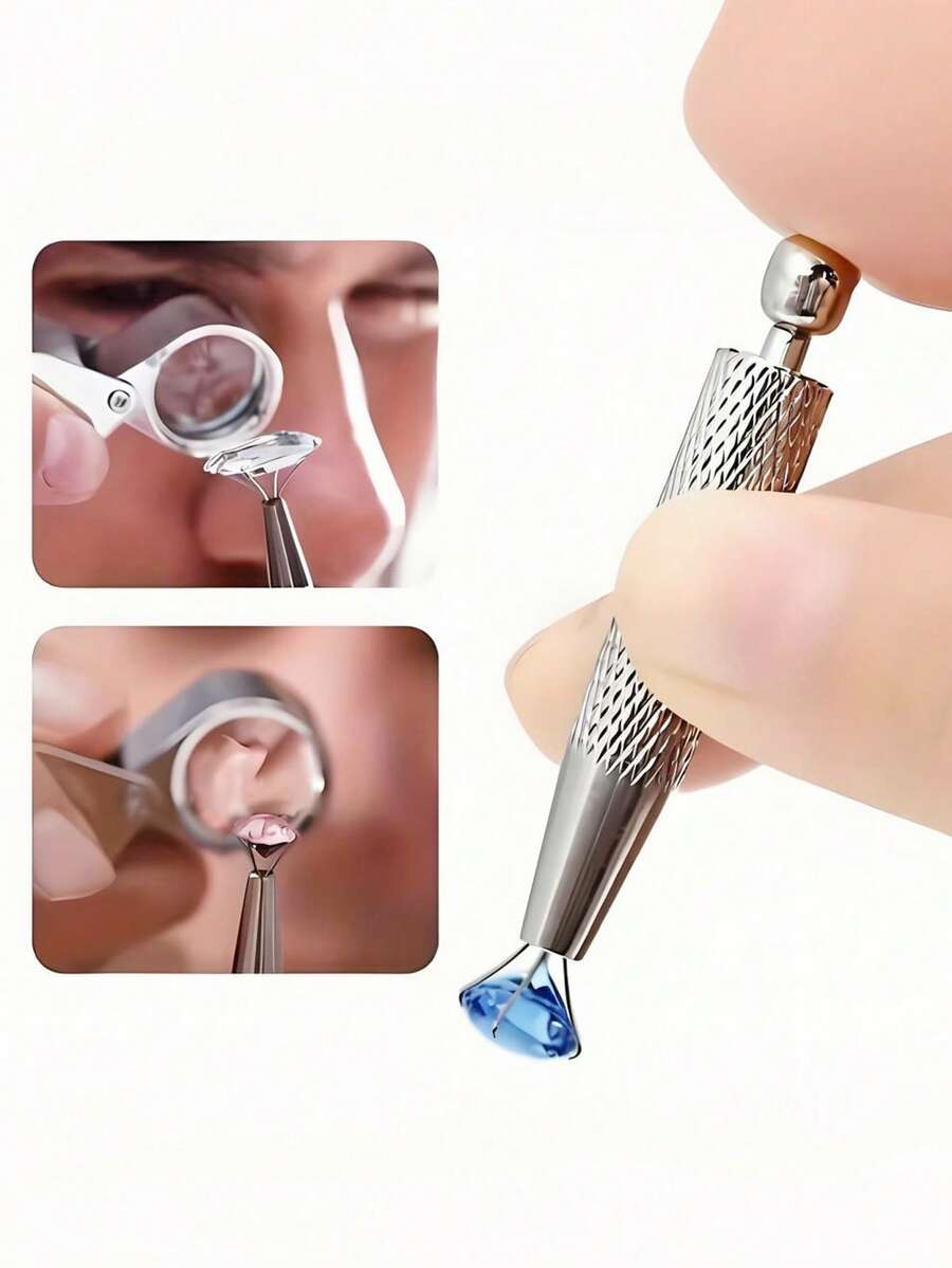 1 件装精密四爪珠宝镊子 - 宝石和钻石夹钳，非常适合夹持珠子和小零件，符合人体工程学的金属/铝制工艺工具，珠宝制作工具 - 彩色 - 查看 1