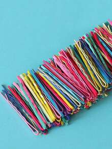 50 piezas/100 piezas Conjunto de accesorios para el cabello con clips de acero de colores y pasadores de onda, pinzas para el flequillo de las niñas, garras para el cabello, pasadores, horquillas, accesorios para la cabeza, verano, vacaciones, viajes - Multicolor - Ver 1
