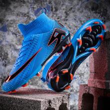 Nuevos zapatos de fútbol unisex Assassin 16 de caña media, zapatos de entrenamiento y competición profesionales, tacos de alta calidad antideslizantes y resistentes al desgaste. - Azul marino naranja - Ver 3