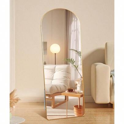 RR Espejo de Cuerpo Completo para Piso o Pared de 150x40 cm Marco de Metal Ideal para Recámara Vestidor Cambiador Diseño Moderno y Versátil Soporte Ajustable