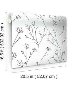 Papel pintado de ramitas blancas y negras - En blanco y negro - Ver 6