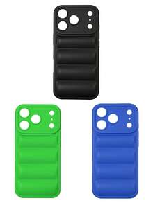 Ốp điện thoại mềm mại, chống sốc màu đen/xanh dương/xanh lá huỳnh quang, chất liệu 3D mềm mại với thiết kế viền chống trượt, tương thích với iPhone 11/12/13/14/15 Pro Max/16/16 Plus/16 Pro/16 Pro Max/17 Pro Max/17. - Nhiều màu - Xem 39