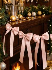 6/12/24pcs Double Layer Bow Decorations, Satin Ribbon Bow Christmas Tree Ornaments, Pink Ballet Style Bow Ribbon Decorations, Christmas Tree Bows, Christmas Decorations, Best Gift For Girls, Home Decor, Christmas Ornaments, Room Decor - Multicolor - View 16