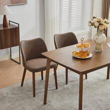 Juego de  sillas de comedor modernas con tapizado de lino, respaldo ergonómico y patas de madera de caucho, sillas acolchadas para cocina, sala o restaurante - Café integral - Ver 10