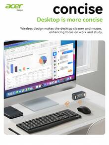 ACER OCC313 Keyboard Mouse Combo Set - Slim & Minimalist Design, Ergonomic Low-Noise Wireless Mouse With Sensitive Tracking And Long-Lasting Battery, 2.4G Receiver Plug & Play, Suitable For Office, Business, Student, Home Use - Black - View 4