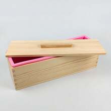 1.2-Liter Rectangular Long-Barrel Wooden Box With Silicone Inner Liner, Lid, Handcrafted Soap Rendering Silicone Mold - Purple - View 5