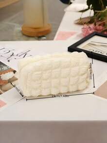 1pc Large Capacity Cream Puff Pencil Case - Soft, Easy To Clean Stationery Pouch With Zipper Closure, Ideal For School And Office Essentials, Pencil Bag