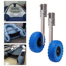 9.84in Inflatable Boat Starter Wheels Rear Wheels Foldable Stainless Steel Transport Wheels For Yacht Inflatable Boats, 330lbs Max Load - Blue - View 1