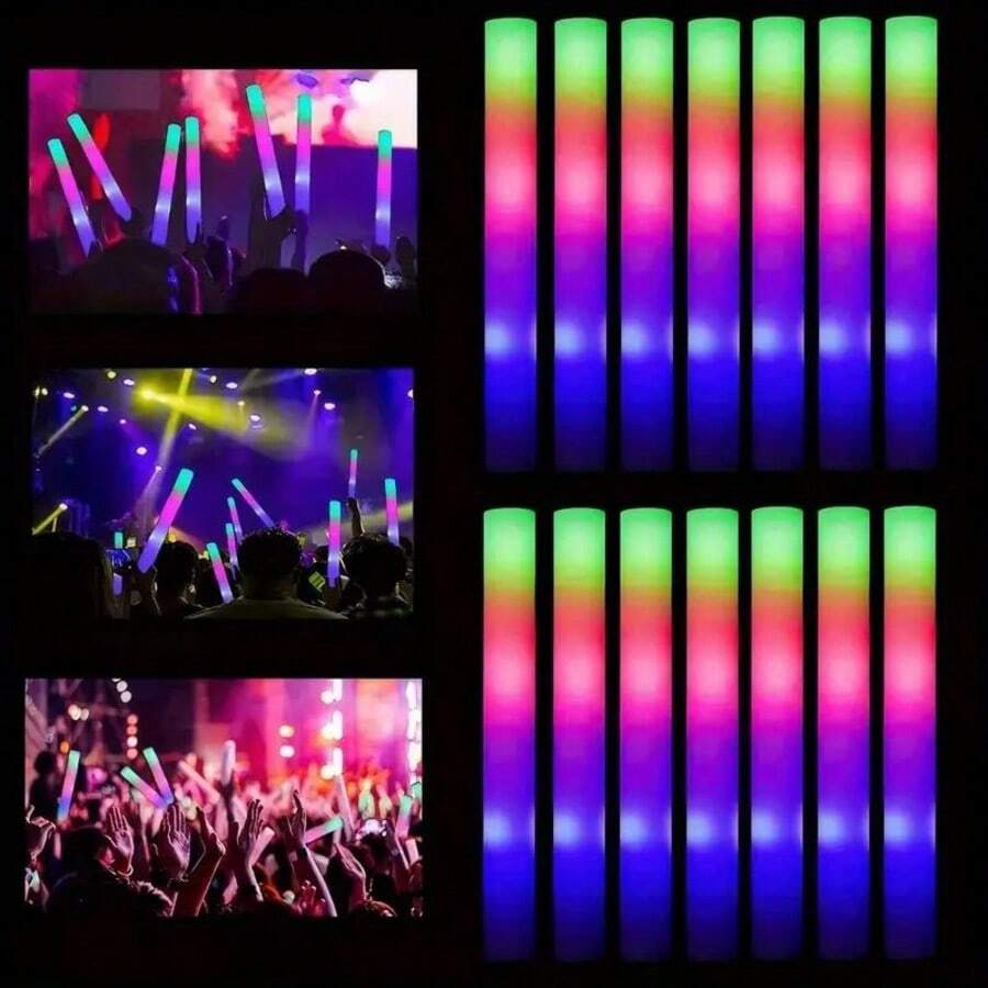 Mother's Day 12/38/102 PCS LED Foam Glow Sticks Bulk Colorful Light Up Stick 3 Flashing Modes Perfect For Birthday Rave Party Wedding Christmas Concert, Halloween, Halloween Decoration,Easter - 白色 - 查看 1