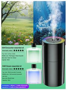 1 Set High-Value Black Car Humidifier & Essential Oil Diffuser With 6 Essential Oils, Fine Mist For Long-Lasting Fragrance, USB Ultrasonic Atomization, And Built-In LED Ambient Lighting. Compact And Portable, It's An Ideal Gift. Essential Oil Sets Available: (1 Oil Bottle + 1 Diffuser / 2 Oil Bottles + 1 Diffuser / 1 Oil Bottle). - A - View 17