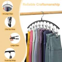 1/2/4pcs Space-Saving Legging Hanger, 10-Clip Pants Organizer, Metal Closet Storage Rack For Yoga Pants, Skirts, Shorts, Wardrobe Hanging Holder - Black - View 7