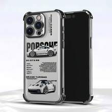 Funda para móvil , diseñada con un coche de carreras y calcomanías deportivas, compatible con  17,  16,  16 Pro Max,  15,  15 Pro Max,  14,  13,  12 y  11 Pro. Fabricada en TPU, ofrece protección a prueba de golpes. Ideal para amantes de los coches, cumpleaños, vacaciones, amigos y como regalo de San Valentín. - Negro - Ver 2