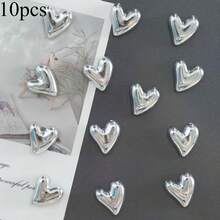 5/10/15pcs Refrigerator Magnets Set, Silver Cute Heart Shaped Decorative Magnets, Suitable For Home Kitchen Office Whiteboard Decor, Housewarming Gift - Silver Heart - View 9