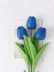 1/3/10/20pcs Realistic Artificial Tulip Flowers, Lifelike Texture, Suitable For Wedding, Room, Home, Hotel, Party, Events, Valentine's Day, New Year And Other Occasions - Royal Blue - View 10