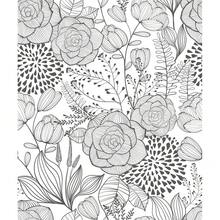 Wudnaye Black And White Floral Wallpaper Peel And Stick Floral Contact Paper 17in*118.1in Flower Black White Se- Adhesive Wall Paper For Bathroom Waterproof Removable Wallpapers Cabinets Decorative - 深灰色 17英寸 x 118英寸 - 查看 1
