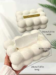 1pc White Cloud Shaped Plastic Tissue Box, Rectangular Desktop Tissue Holder, Cotton Candy Shaped Napkin Box, Suitable For Decorating Living Room, Bedroom And Kitchen - Multicolor - View 4