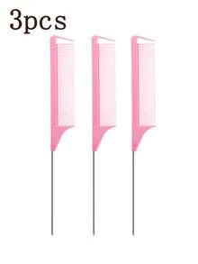 Rat Tail Comb Steel Pin Rat Tail Carbon Fiber Heat Resistant Teasing Combs With Stainless Steel Pintail - Multicolor - View 12