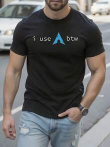 Men'S Fun Linux Arch Linux T-Shirt - By The Way, I Wear A Casual Black And Blue Arch Shirt, Perfect For Arch Linux Users And Tech Enthusiasts. Geek Culture Apparel With Bold Print Design, Durable Material, Exclusive For Computer Science Students. - màu đen - Xem 2
