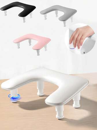 1pc Professional Nail Technician U-Shaped Adjustable Nail Armrest - White PU Leather Hand Rest, Suitable For Acrylic Nail Technicians, Large Size Microfiber PU Leather Nail Hand Rest, Professional Salon Nail Armrest Cushion