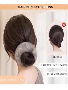 Synthetic Wigs Hair Bun Extensions Claw Clip Hair Bun With Grey Plush Hair Band Updo Hair With Clip For Women Daily Winter Use