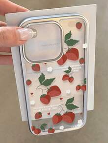 Fashionable Cute Full-Screen Strawberry Leaf Pattern Phone Case, Paired With Creative Berry Pendant, Compatible With IPhone 17 Pro Max, 17 Pro, 17, 16 Pro Max, 16 Pro, 16, 16, 15 Pro Max, 15 Pro, 15, 14 Pro Max, 14 Pro, 14, 13 Pro Max, 13 Pro, 13, 12 Pro Max, 12 Pro, 11. High-Quality Fashionable Cute Durable Protective Case, A Great Birthday Gift. - Strawberry Flowers - View 5