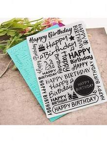 EstiloPssopp Embossing Carpeta Feliz cumpleaños Patrón Álbum Sello Relieve Sello DIY Craft Plantilla Moldes Sello Scrapbooking Sello Álbum de fotos DecoraciónVersión mejorada - 1 - Ver 3