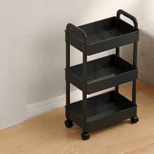 Multi-Tier Rolling Storage Cart - Compact Design Saves Space, Sturdy Plastic Structure, Suitable For Kitchen, Bathroom, Bedroom, Office, Warehouse, Garage - Easy Assembly, Multi-Functional Multi-Tier Shelving, Home Storage Rack