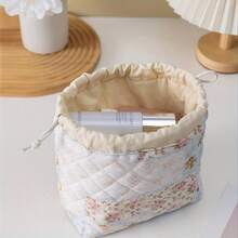 1 pièce Sac de maquillage imprimé - Sac de rangement de voyage grande capacité, Sac de rangement de toilette en fibre de polyester, Design de mélange de couleurs portable