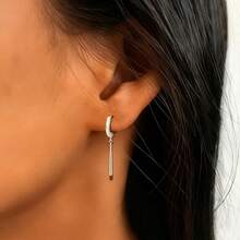 925纯银几何流苏耳环，优雅设计，适合日常、度假、派对、节日佩戴，亦可作为礼物赠送。 - 銀色 - 查看 3