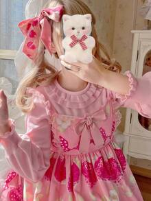 1pc Cute & Gentle Lolita Style Undershirt Top, Suitable For Cosplay, Parties, Performances, Suitable For Layering Or Wearing Alone - Multicolor - View 1