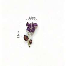 1 pieza Broche de tulipán elegante y de moda con rhinestones, accesorio versátil para uso diario en ropa y bolsos - A - Ver 4