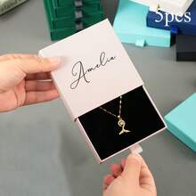 Personalized Jewelry Box Organizer - Custom Name/Text, Elegant Minimalist Drawer Storage Case With Pull-Out Drawer, For Earrings, Necklaces, Bracelets, Hair Accessories - Birthday/Anniversary Gift For Women - 彩色 - 查看 9