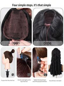 Wavy Hair Ponytail Extensions Wig Synthetic Drawstring Roman Curl Ponytail Hairpiece With Combs Ringlet Curl Hair For Women Wear - Multicolor - View 7