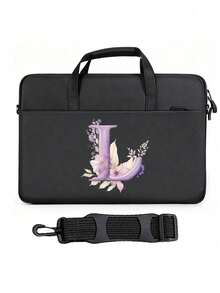 这款大容量黑色公文包饰有色彩缤纷的花卉字母印花，充满春日气息。它可个性化定制姓名，并印制A-Z字母，是一款大容量笔记本电脑包/平板电脑收纳包，适合商务旅行、办公或通勤使用。这款公文包非常适合携带笔记本电脑，是日常通勤的理想之选，也是送给家人朋友的绝佳生日或节日礼物，以及情人节礼物。 - 彩色 - 查看 18