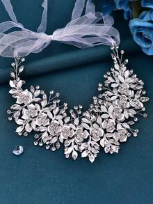 1pc Handmade Alloy Leaf Headband, Elegant Fashion Accessory For Brides, Bridesmaids, Women, Ideal Gift For Valentine's Day, Holidays - Silver - View 6