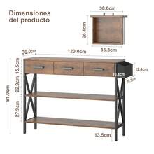 Credenza Recibidor Para Sala Con 3 Cajones Triple Repisa - Óxido marrón - Ver 6
