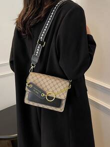 Retro Fashion Chic Niche One Shoulder Diagonal Underarm Buckle Small Square Bag - Grey - View 5