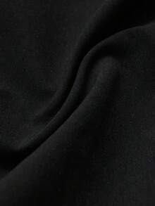 黑色优雅收腰简约褶裥喇叭吊带连衣裙，休闲度假装 - 黑色 - 查看 8