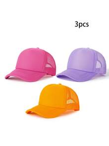 1顶/3顶纯色休闲网眼透气棒球帽，户外防晒休闲帽，适合旅行、海滩、度假，时尚百搭Y2K风格男女通用遮阳帽 - 彩色 - 查看 9